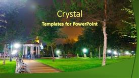  Presentation with park night city - Slides having autumn-city-park-at-night background and a tawny brown colored foreground