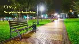  Presentation with park night city - PPT theme having autumn-city-park-at-night background and a tawny brown colored foreground