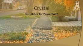  Presentation with city street - Presentation design having autumn-city-street-perspective-yellow background and a gold colored foreground