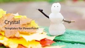  Presentation with summer winter autumn spring - Theme enhanced with autumn cold snap winter snowman background and a  colored foreground
