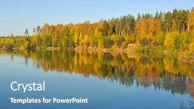  Presentation with autumn blue - Amazing presentation having autumn colorful trees reflecting in blue calm lake water backdrop and a teal colored foreground