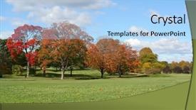  Presentation with forest - Colorful presentation theme enhanced with autumn-colors-in-the-forest backdrop and a light blue colored foreground