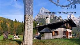  Presentation with autumn - Slide set with autumn-colours-in-val-pradidali background and a light blue colored foreground