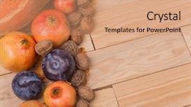  Presentation with space - Slides consisting of autumn composition from top free background and a coral colored foreground