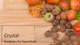  Presentation with space - Presentation theme having autumn composition from top free background and a  colored foreground