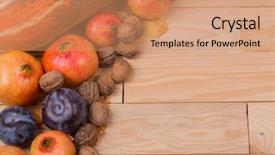  Presentation with space - PPT theme consisting of autumn composition from top free background and a coral colored foreground