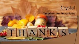  Presentation with thanksgiving - Slide deck enhanced with cubes with word thank background and a gold colored foreground
