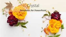  Presentation with leaves flat lay - Audience pleasing presentation theme consisting of autumn-composition-with-flowers-leaves backdrop and a blonde colored foreground