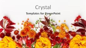  Presentation with leaves flat lay - PPT theme consisting of autumn-composition-with-flowers-leaves background and a white colored foreground