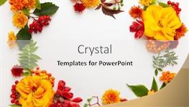  Presentation with leaves flat lay - Slides with autumn-composition-with-flowers-leaves background and a white colored foreground