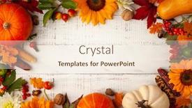  Presentation with leaves flat lay - Presentation theme with autumn-composition-with-pumpkins-sunflowers background and a cream colored foreground