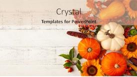  Presentation with leaves flat lay - Amazing slide deck having autumn-composition-with-pumpkins-sunflowers backdrop and a lemonade colored foreground