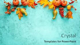 Presentation with leaves flat lay - Beautiful presentation featuring autumn-concept-with-pumpkins-flowers backdrop and a arctic colored foreground