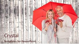  Presentation with autumn wood - Slides featuring autumn couple under umbrella background and a lemonade colored foreground