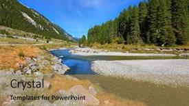  Presentation with forests - Colorful presentation enhanced with autumn creek shallow austrian alps the narrow stream flows between fields and forests backdrop and a coral colored foreground