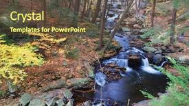  Presentation with hiking - Beautiful theme featuring autumn-creek-with-hiking-trails backdrop and a tawny brown colored foreground