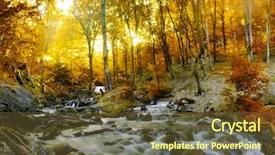  Presentation with woods - PPT layouts consisting of mountains rivers - autumn creek woods with yellow background and a gold colored foreground