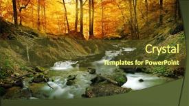  Presentation with woods - Cool new slide set with autumn creek woods with yellow backdrop and a tawny brown colored foreground