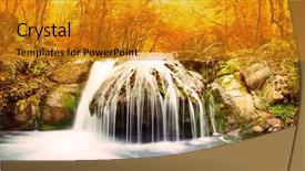  Presentation with woods - Slide deck with autumn creek woods with yellow background and a  colored foreground