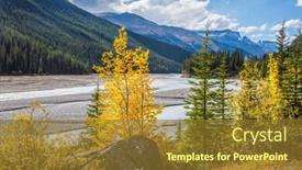  Presentation with river valley - Colorful PPT theme enhanced with autumn decrease in river water rocky mountains the picturesque valley in jasper national park backdrop and a tawny brown colored foreground