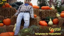  Presentation with autumn - Amazing slide set having autumn display of a scarecrow backdrop and a  colored foreground