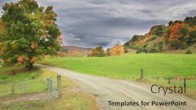  Presentation with rural - Presentation design featuring autumn drive in rural vermont background and a mint green colored foreground