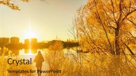  Presentation with fall colors - Colorful slide set enhanced with autumn fall colors yellow tree backdrop and a gold colored foreground