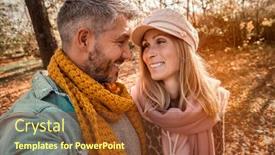  Presentation with fall - Presentation design enhanced with autumn fall couple walking in park background and a tawny brown colored foreground