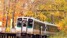  Presentation with commuter - PPT theme with autumn-fall-foliage-with-white background and a gold colored foreground