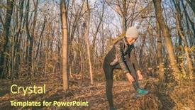  Presentation with forest winter - Cool new PPT theme with autumn-fall-outdoor-training-running backdrop and a tawny brown colored foreground