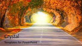  Presentation with light colors - Slide deck consisting of autumn fall road landscape - real background and a coral colored foreground