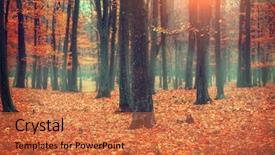  Presentation with foggy forest - PPT theme with autumn fall scene beautiful autumnal background and a red colored foreground