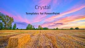  Presentation with farmland - Cool new presentation with autumn farmland landscape at sunset backdrop and a light blue colored foreground