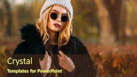  Presentation with autumn - Presentation having autumn fashion shot trendy young woman in warm clothes posing in the autumn park youth style background and a tawny brown colored foreground