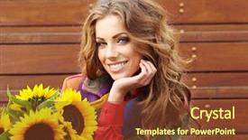  Presentation with autumn - Theme with autumn fashion woman with flowers background and a tawny brown colored foreground