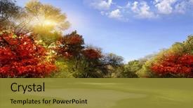  Presentation with golf course - Theme having autumn foliage at the golf background and a gold colored foreground