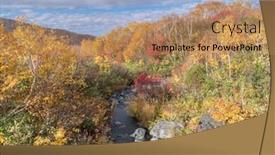  Presentation with onsen - Cool new PPT theme with autumn-forest-onsen-lake backdrop and a coral colored foreground