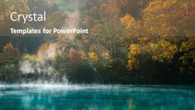  Presentation with onsen - Beautiful slide deck featuring autumn-forest-onsen-lake backdrop and a coral colored foreground