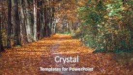  Presentation with autumn wood - PPT theme consisting of autumn forest trees nature green background and a tawny brown colored foreground