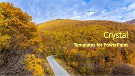  Presentation with mountains forests green forest - Slide set consisting of autumn forest with green yellow background and a tawny brown colored foreground