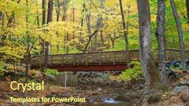  Presentation with wood bridge - Presentation theme having autumn forest with wood bridge background and a  colored foreground