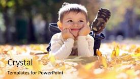  Presentation with medical evaluation of 5 years old boy - Colorful slides enhanced with autumn garden - 5 years old child lying backdrop and a blonde colored foreground