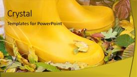  Presentation with fall - Colorful theme enhanced with autumn garden - two legs with boots standing backdrop and a gold colored foreground