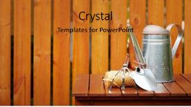  Presentation with garden tools - Presentation theme enhanced with autumn garden tools background background and a gold colored foreground