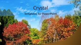  Presentation with autumn blue - Presentation theme featuring autumn garden with white clouds background and a light blue colored foreground