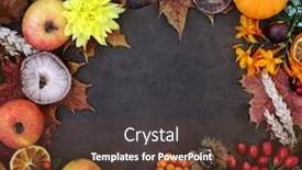  Presentation with food festival - Presentation design featuring autumn-harvest-festival-background-border background and a tawny brown colored foreground