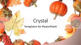  Presentation with fall leaves - Theme having boiled crab claws with lime and parsley on bamboo background background and a coral colored foreground