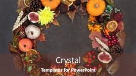  Presentation with harvest festival - PPT theme enhanced with autumn-harvest-festival-wreath-composition background and a tawny brown colored foreground