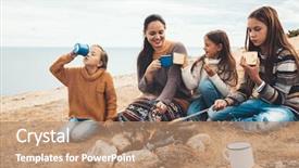  Presentation with cooking fire - Presentation design having autumn hike in cold weather background and a coral colored foreground