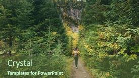  Presentation with hike forest - Slide set featuring autumn-hike-through-nature-hiker background and a tawny brown colored foreground
